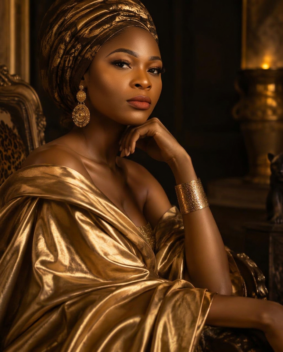The founder of Glam Empire, regal in gold